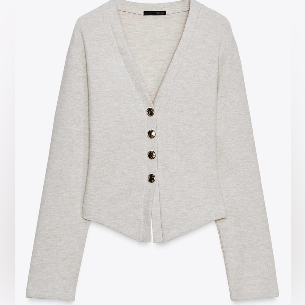 ZARA Cream Button-Up Cardigan NWT